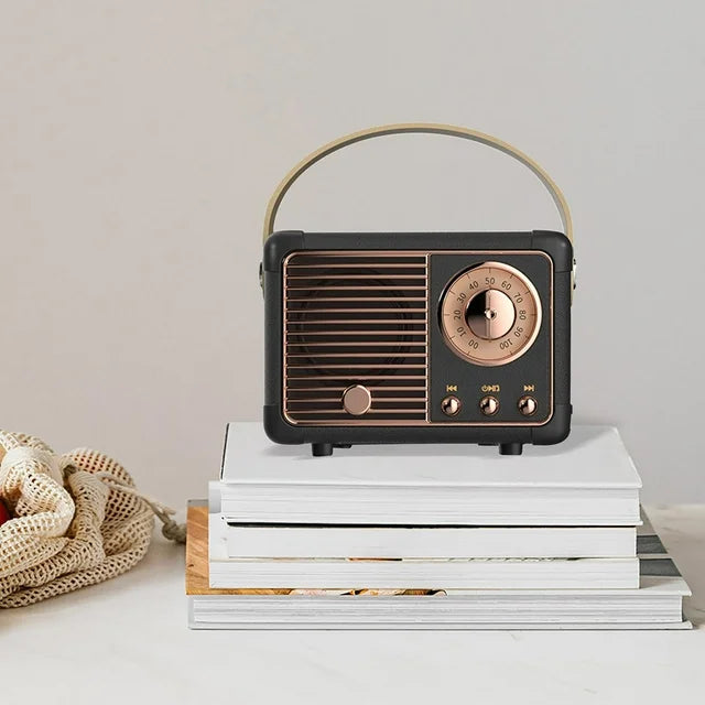 Retro Bluetooth Speaker with FM Radio - Vintage Style, Portable & Wireless