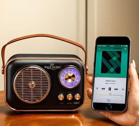 Retro Bluetooth Speaker with FM Radio - Vintage Style, Portable & Wireless